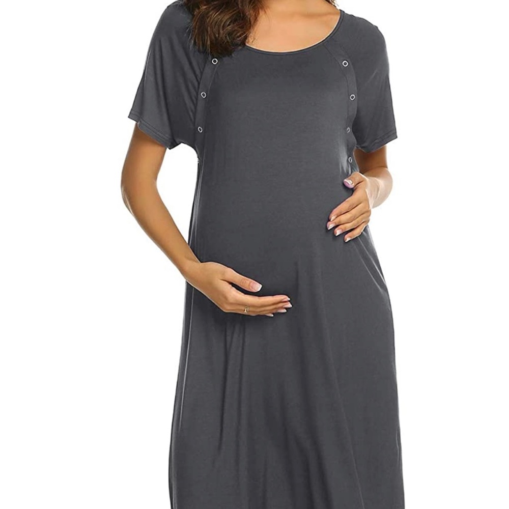 Nursing Delivery Labor Hospital Night Dress Maternity Nightgown with Button